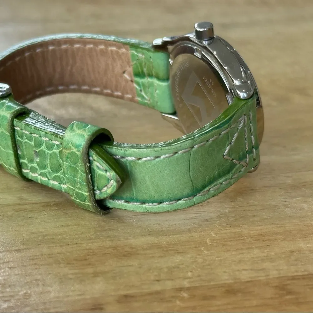 Y2K MICHAEL Michael Kors Green Leather Embossed Watch ECU
